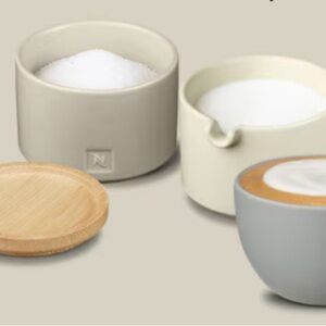 Nespresso Cream and Gray Coffee Accessory Set, tote bag bundle